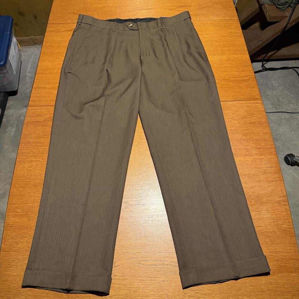 NWT CROFT & BARROW Classic Fit Pants Opticool Easy Care Pleated Cuffed 40x29